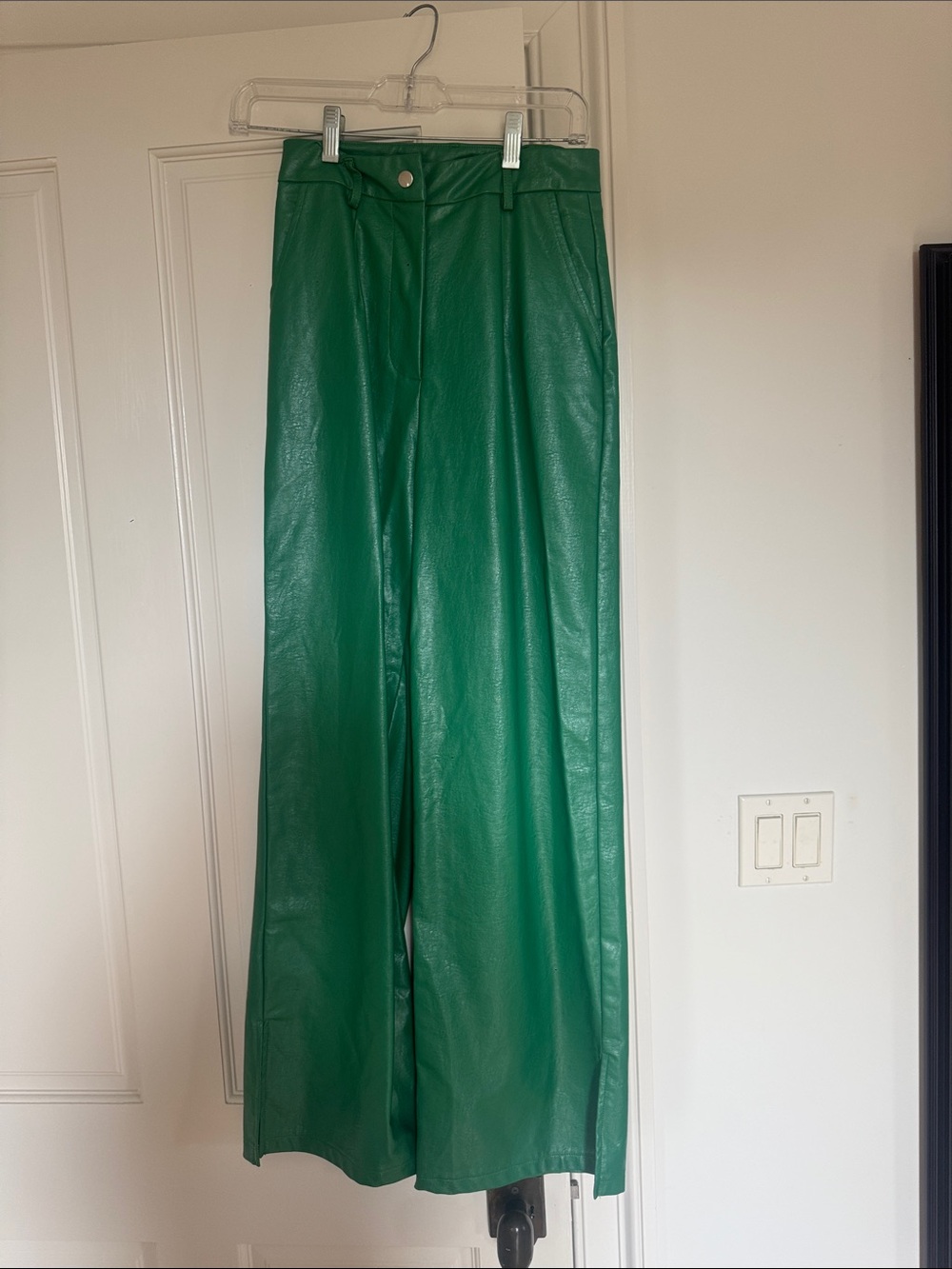 Princess Polly Emerald Green Wide Leg Faux Leather Pants